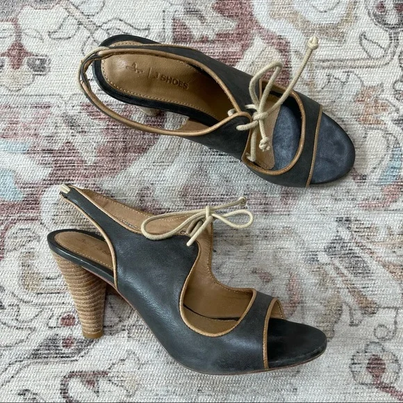 J Shoes Leather Gray Open Toe Lace Women’s Heels Size 9. N - Picture 2 of 8